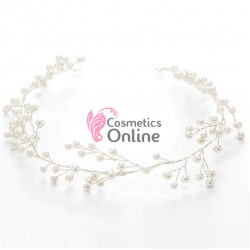 Accesoriu modern pentru decor par WED07HH Argintiu cu perlute de 38cm 